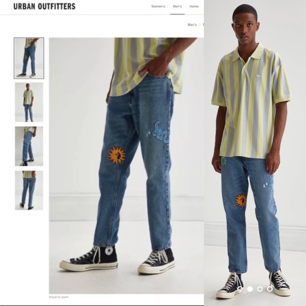 Urban outfitters BDG Dad Jean – Patched Medium Wash size 32